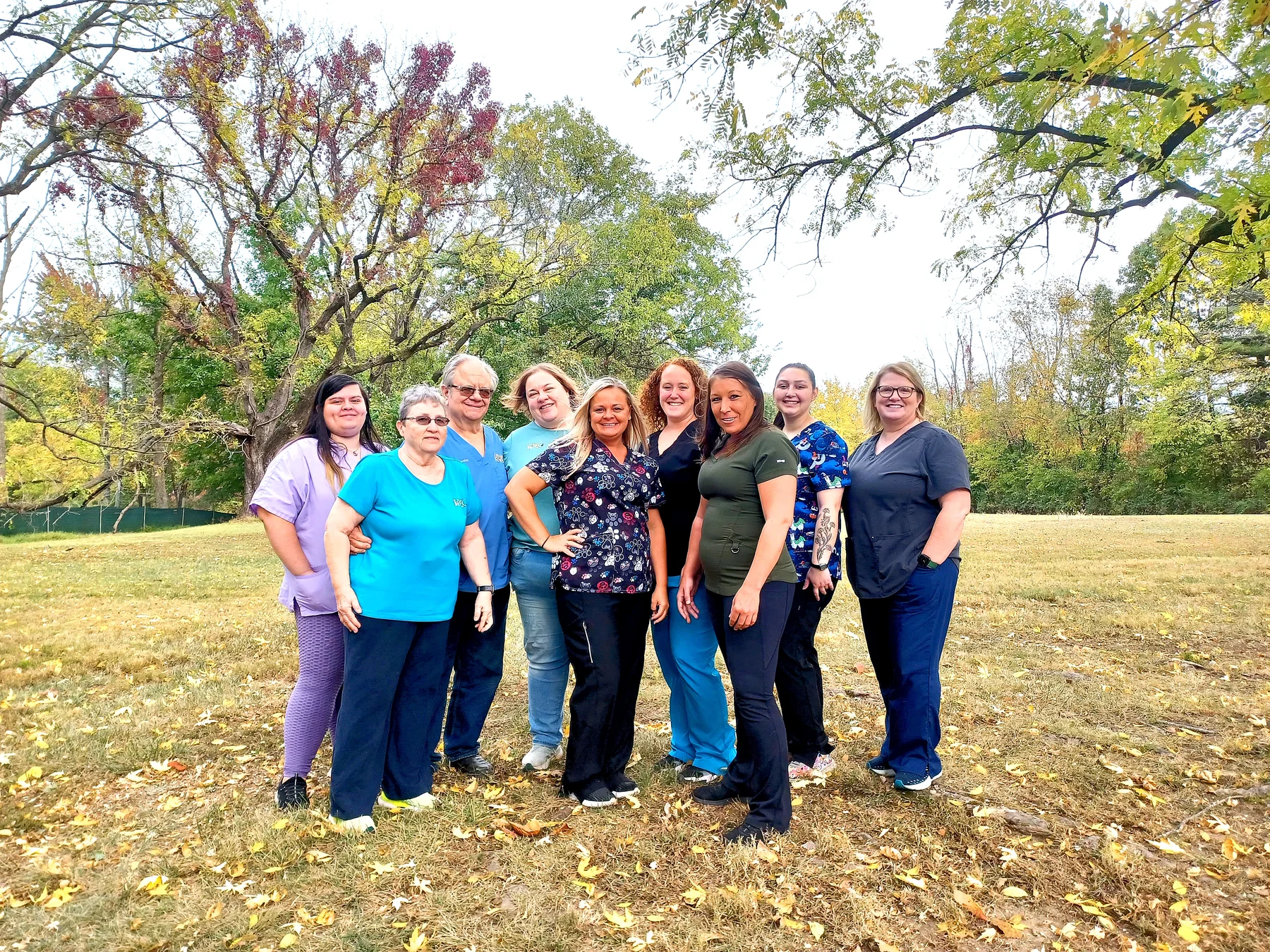 The Highland Veterinary Clinic team gathered outdoors
